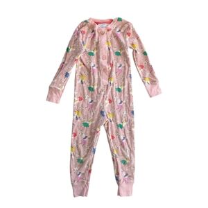Boden Pink Fairy Print Girls' One-Piece Pajama Romper